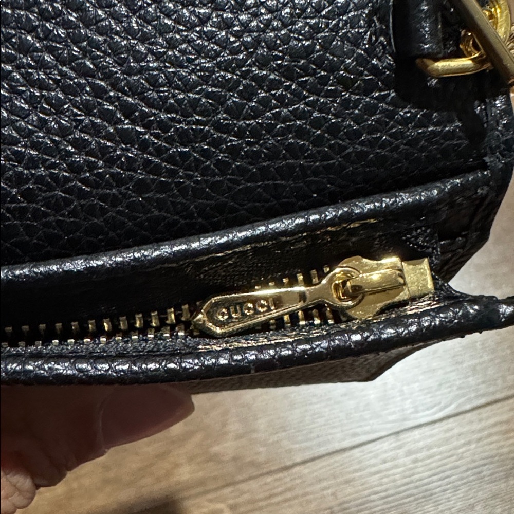 Gucci Horsebit Black Leather Chain Wallet Gold Chain Crossbody Wallet on Chain - Picture 7 of 7